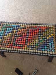 Flip the caps off your favorite brew, taking care not to bend them. Beer Cap Coffe Table Beer Beercaps
