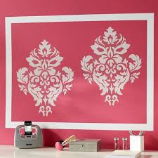 Apparently i am loving gray stripes for nursery design. White Damask Wall Decal Pottery Barn Teen