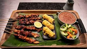 Indonesian Chicken Satay Cucumber Pickle And Roti Jala Recipe Chicken Satay Satay Masterchef Recipes