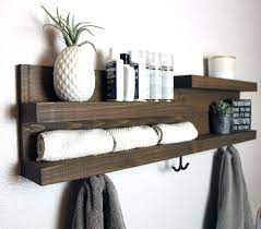 32 Bathroom Shelf Organizer With Towel Hooks Modern Etsy In 2021 Bathroom Shelf Organization Bathroom Shelves Shelves