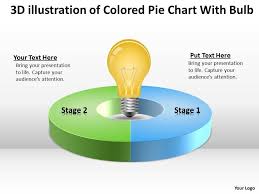 Business Workflow Diagram Of Colored Pie Chart With Bulb