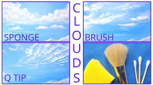 Colored glaze layered on in a random pattern with a sea sponge can do wonders for a flat wall. How To Paint Clouds For Beginners Sponge Painting Clouds Qtip Clouds Sky Acrylic Painting Tutorial Youtube