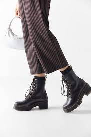 Dr Martens Leona Vintage Smooth Boot Doc Martens Fashion Black Leather Heels