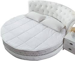 Premium Anti Slip Quilting Mattress Protector Cover With Elastic Strap For Hotel Home Thicken Round Mattress Topper Whi In 2020 Round Mattress Mattress Mattress Topper