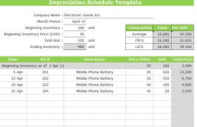 depreciation schedule template excel free printable