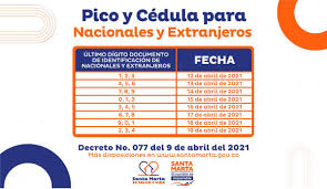 La predicción completa sobre salud, dinero y amor según tu signo del zodiaco. Alcaldia De Santa Marta On Twitter Atencion Conoce El Pico Y Cedula Para Nacionales Y Extranjeros Del 12 De Abril Al 19 De Abril Del 2021 Se Extiende El Pico Y Cedula