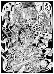 Black Art In America Steve Prince The Linocut The Prodigal Journey Exit Wounds By Steve Prince Is Part Of Trilogy Inspired By The Parable Of The Prodigal S Linocut Linocut Art Woodcuts Prints