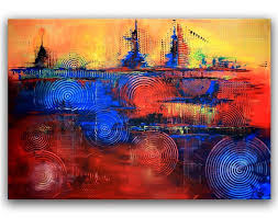 Burgstaller Original Xxl Luxus Acryl Gemalde Leinwand Bilder Rot Blau Gelb 4gew Painting Art Painting Abstract Painting