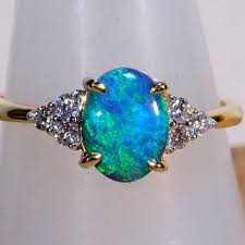 Solid Australian Black Opal 6 Diamond Solid 18ct Yellow Gold Engagement Dress Ring 138 Black Gold Jewelry Engagement Rings Opal Black Opal Engagement Ring