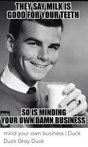 The post minding your own business appeared first on live life happy. Theysaymilkis Good For Your Teeth Sois Minding Your Own Damn Business Mind Your Own Business Duck Duck Gray Duck Business Meme On Awwmemes Com