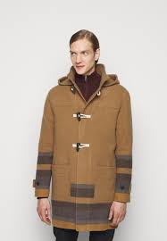 Herringbone trim in a vintage off white. Ps Paul Smith Mens Duffle Coat Classic Coat Camel Blue Camel Zalando De