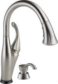 If low flow persists, unscrew hose from spray head and clean debris from screen. Amazon Com Delta Addison Single Handle Touch Kitchen Sink Faucet With Pull Down Sprayer Soap Dispenser Touch2o Technology And Magnetic Docking Spray Head Stainless 9192t Sssd Dst Home Improvement
