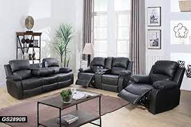 Chic Lifestyle Furniture 3 Pieces Reclining Living Room Sofa Set Drop Down Table Bonded Living Room Sofa Set Living Room Sets Furniture 4 Piece Living Room Set