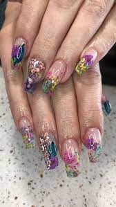 Encapsulated Dried Flowers Garden Nails Flower Nails Encapsulated Nails Acrylic Nail Tips