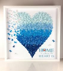 Wall Art Decor Papillons Bleus Ombre Papillons En Papier Cadre Cardiaque La Maison Est L Endroit Ou Le Cœur Est L Art Mural Wall Art Decor Butterfly Wall Art 3d