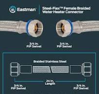 Amazon.com: Eastman 24 Inch Steel-Flex Water Heater Connector, 3/4 Inch x  3/4 Inch FIP Swivel, Braided Stainless Steel Water Heater Connectors, 48252  ...