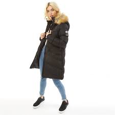 Buy Crosshatch Womens Warrsaw Long Puffer Jacket Black