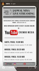 Jadwal misa natal online gereja katedral seluruh indonesia. Jadwal Misa Streaming Di Crew Multimedia Baciro Crembo Facebook