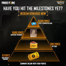 Garena free fire has created a web page on their website for applying redeem codes called free fire reward page. Have You Reach These Milestones Yet Garena Free Fire Facebook
