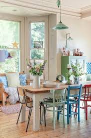 Love The Different Chairs Leave The Table Top Oak To Go With Side Board And Pull Color From Table Clothes For Chairs Cottage Dining Rooms Home House Interior