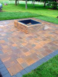 Paver Patio With Square Fire Pit Fire Pit Backyard Backyard Fire Fire Pit Landscaping