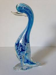 $25.95 blown glass murano art animal figurine bird hanging raven crow ornament. Murano Glass Duck Blue Glass Bird Latticino Glass Art Glass Etsy Glass Birds Vintage Art Glass Blue Glass