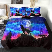 Queen, croscill, waterford, rose tree, and more. Amazon Com Sleepwish Wolf Comforter Set Queen Size Wolf Galaxy Queen Bedding Set 4 Piece Wolves Howling Bedding For Adults Men Retro Oil Painting Wolves Moon Design Bedspreads Purple Blue And Black Kitchen