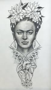Magdalena carmen frida kahlo y. Original Drawing Of Frida Kahlo By Tattoo Artist Whitney Thompson Drawings Kahlo Paintings Frida Kahlo Drawing