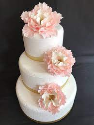 Blush Pink Wedding Cake Flowers 3pcs Vintage Edible Fondant Flower Cake Topper Peony Pink White Gold Baby Shower Bridal Mother S Day In 2021 Flower Cake Toppers Flower Cake Wedding Cakes With Flowers