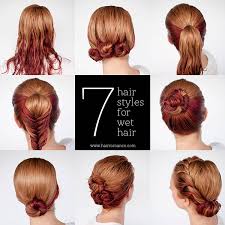 Today's hair tutorial is a cute & easy updo hairstyle for long & medium hair. Get Ready Fast With 7 Easy Hairstyle Tutorials For Wet Hair Hair Romance