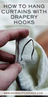 If the hooks are too small for the curtain rod, hang the rod from the hooks with fabric straps or ribbon loops. How To Hang Curtains With Hooks Hanging Curtains Diy Curtains Curtain Hooks