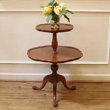 Maybe you would like to learn more about one of these? Vintage 2 Tier End Table Pie Crust Edge Mahogany Dumb Etsy Vintage End Table Tiered End Table End Tables