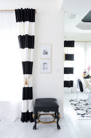 Bedroom Black And White Striped Curtains Floral Colorful Eclectic Spring Home Tour Monica Wants It In 2020 Stripe Curtains Living Room White Living Room Decor White Room Decor