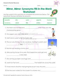 Mirror Mirror Synonyms Fill In The Blank Worksheet In 2020 Word Boxes Teacher Resources Synonym Worksheet