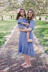 Mommy And Me Spring Matching Outfits Mother Daughter Chambray Dresses For Mor Mother Daughter Matching Outfits Mother Daughter Outfits Mommy And Me Outfits