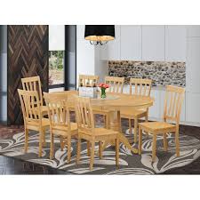 Table is 8 feet with both leaves and 5 feet without leaves and 41 ½ inches wide. 9 Piece Dining Set Dinette Table And 8 Kitchen Chairs In Oak Finish