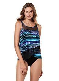 Miraclesuit Swimwear Cat Bayou Mirage High Neckline Underwire Bra Full Bust Support Tankini Top Bathing Suit Tankini Tops Women Swimsuits Bathing Suits Tankini