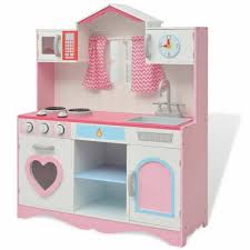 Vidaxl Cuisine Jouet Pour Enfants Filles Garcons 82x30x100 Cm Bois Rose Et Blanc Kitchen Sets For Kids Kitchen Sets Kids Kitchen