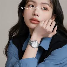 夜光鹦鹉螺简约镶钻polly vincent钢带手表女冷淡夜光指针高级感