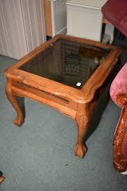 Add style to your home, with pieces that add to your decor while providing hidden storage. Semi Contemporary Oak Coffee And Two End Table Set With Smoked Glass Insert Tops And Ball And Claw F
