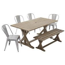 Better Homes And Gardens Camrose Farmhouse Trestle Based Outdoor Dining Table Image 2 Of 3 Outdoor Dining Table Outdoor Dining Wood Table