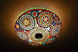 Mosaic Ceiling Light O 38 Cm 15 Inch Multi Colour Glass Mosaic Traditional Indian Design Mosaic Glass Ceiling Lights Mosaic Lamp