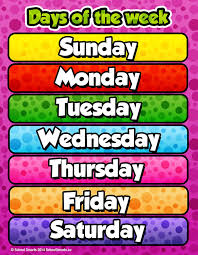 days of the week chart by school smarts durable material rolled and sealed in plastic poster sleeve for protection