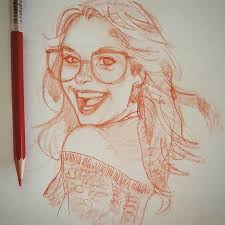 This Mornings Colerase Sketch Drawing Portrait Dook Happy Friday Tgif Smile Girlwithglasses Practice Happy Face Drawing Mini Canvas Art Drawings