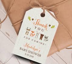 Show your baby shower guests your appreciation by using these thank you tags tied to a nice party gift. Free Baby Shower Thank You Tag Template Woodland Fox Instant Download Printable Printable Market