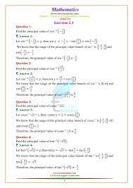 Ncert Solutions For Class 12 Maths Chapter 2 Exercise 2 1 Inverse Trigo Class 12 Maths 12th Maths Math