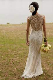 Stunning Lace Back Wedding Dress Claire Pettibone Wedding Dress Beach Wedding Dress