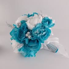 Teal And White Flowers For Wedding Bouquet Google Search Turquoise Wedding Bouquets Rose Bridal Bouquet Wedding Bridal Bouquets