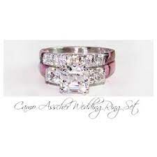 Camo Asscher Wedding Ring Set Camo Wedding Rings Sets Camo Wedding Rings Wedding Ring Sets