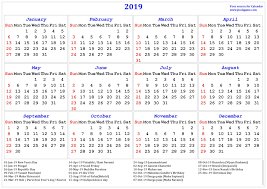 Holidays Calendar 2019 2019calendar 2019holidays Usa Uk Canada Australia Printable Calendar Template Free Calendar Template Holiday Calendar